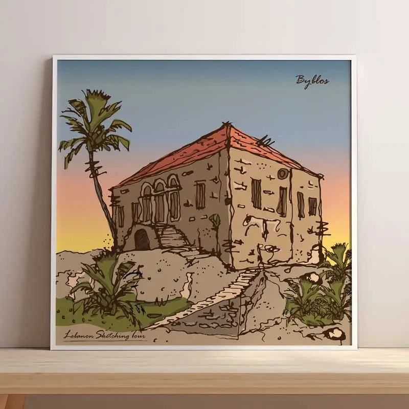 Byblos Houssami house with its surrounding landscape. Lebanon, Byblos poster