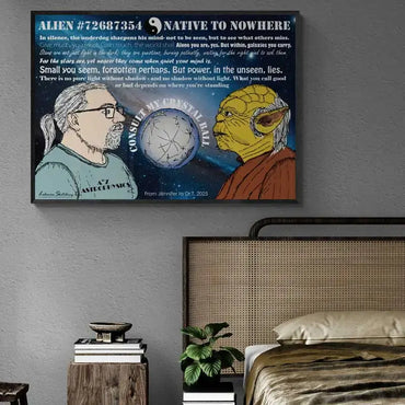 A custom sketch of a person who adores Yoda and always consulting its crystal ball. A customized poster as a gift.