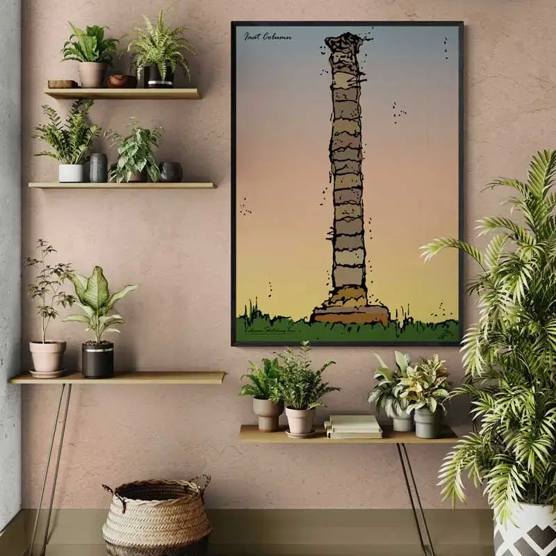 Iaat Column, Roman heritage poster and Lebanese print in portrait format