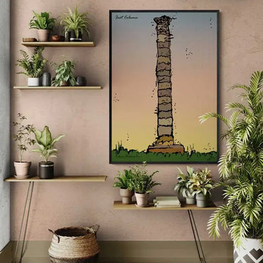 Iaat Column, Roman heritage poster and Lebanese print in portrait format
