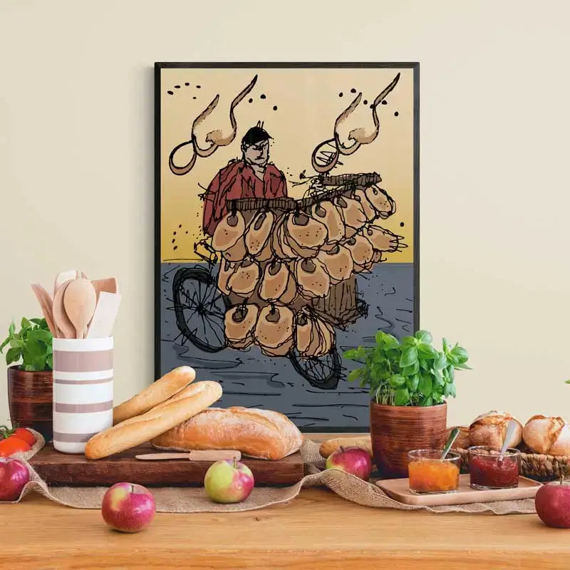 Lebanese street food poster of the Kaak vendor as Lebanese poster portrait format