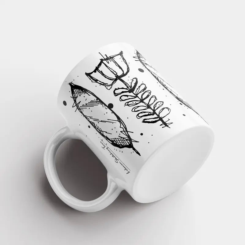 Floral Lebanese coffee flower in black and white mug
