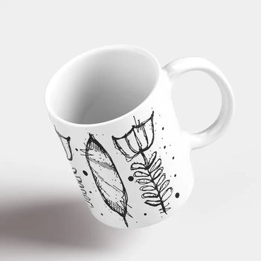 Floral Lebanese coffee flower in black and white mug