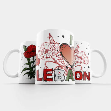 lebanese flower red poppy on a mug, Lebanese flower mug