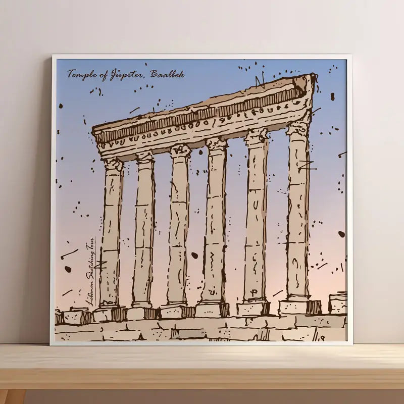 Lebanese poster of Jupiter Temple print in square format