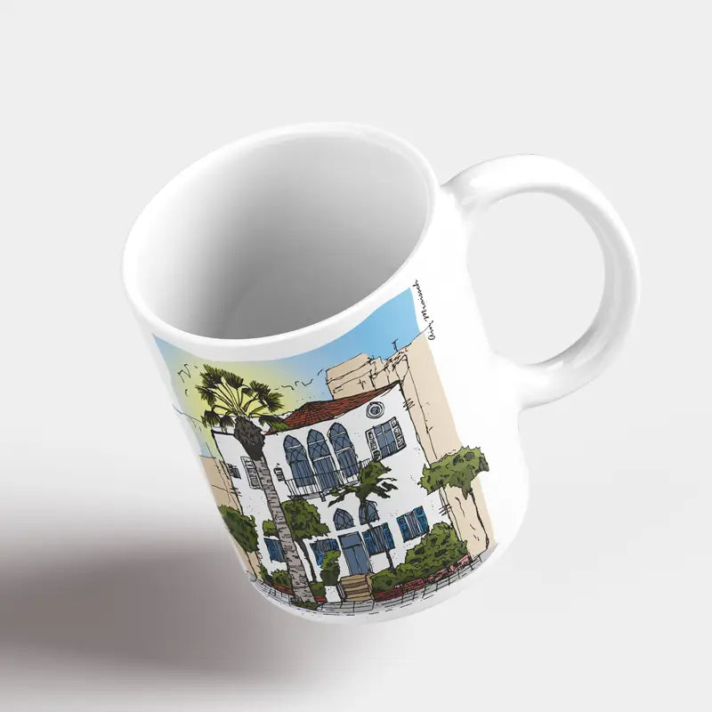 Lebanese House mug in Beirut. Beirut Mug of Ain Mraisseh white house.
