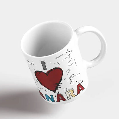 Lebanese mug of Manara, a unique Beirut mug gift or Lebanese present with I love Manara 