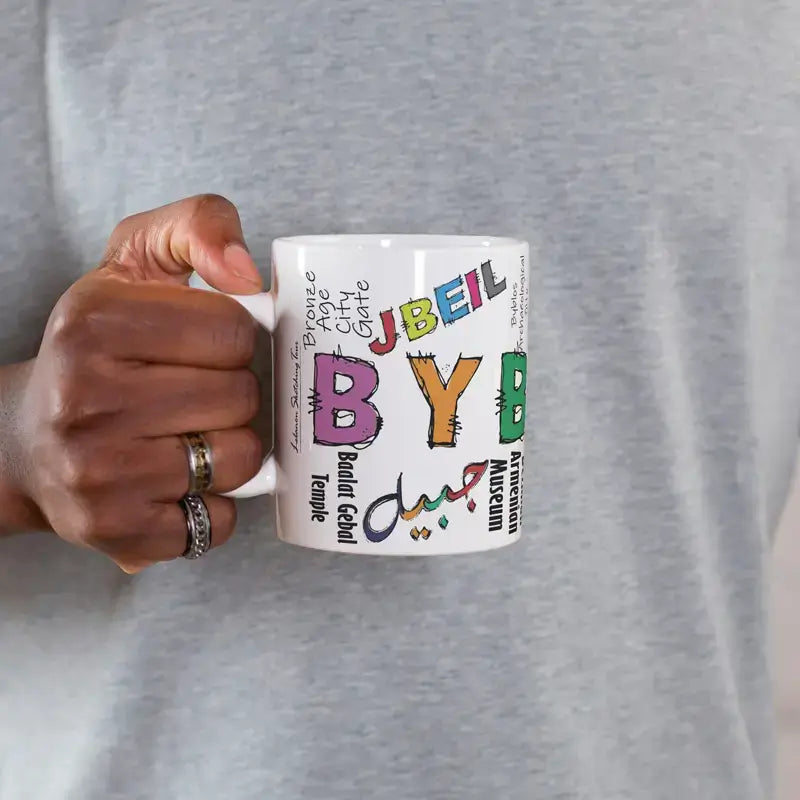 Byblos calligraphy gift mug, Lebanese mug souvenir (right side)