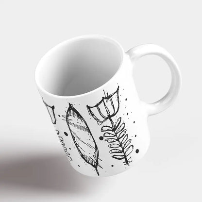 Floral Lebanese coffee flower in black and white mug