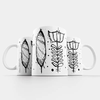 Floral Lebanese coffee flower in black and white mug