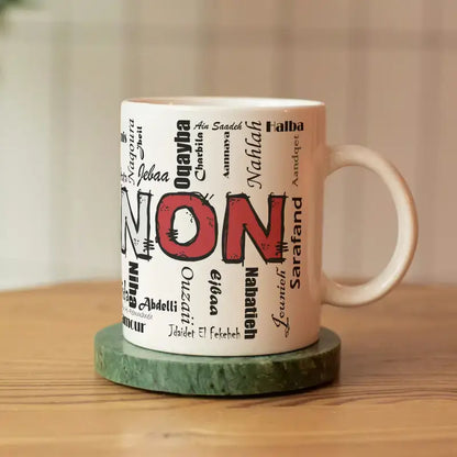 Lebanon calligraphy coffee mug, Lebanese gift cup (left side)