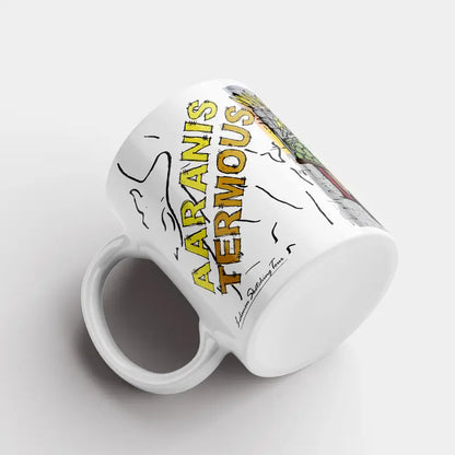 Lebanese mug as a gift with the corn vendor sketched, left side