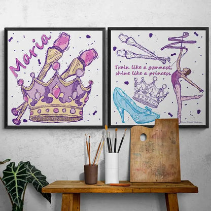 Custom gift idea as a poster of a girl who likes princesses and her hobby is gymnastics. 