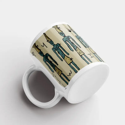 Phoenician figurines, history mug gift as a Lebanese coffee mug.