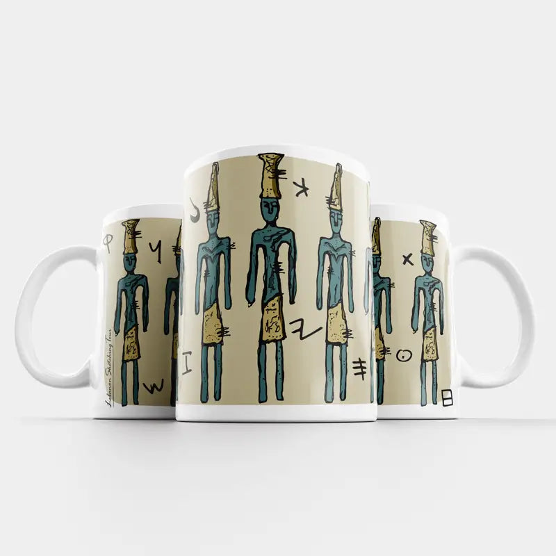 Phoenician figurines, history mug gift set