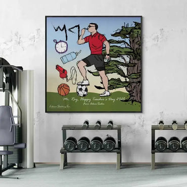 Male teacher's gift idea as Lebanese P:oster for teacher's day, with the Lebanese Cedar as a background and his initials in Phoenician letters