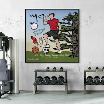 Male teacher's gift idea as Lebanese P:oster for teacher's day, with the Lebanese Cedar as a background and his initials in Phoenician letters