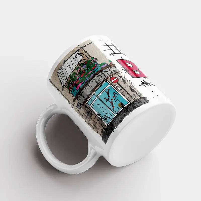 Sketch of Beirut batcher, Beirut mug, Lebanese mug gift