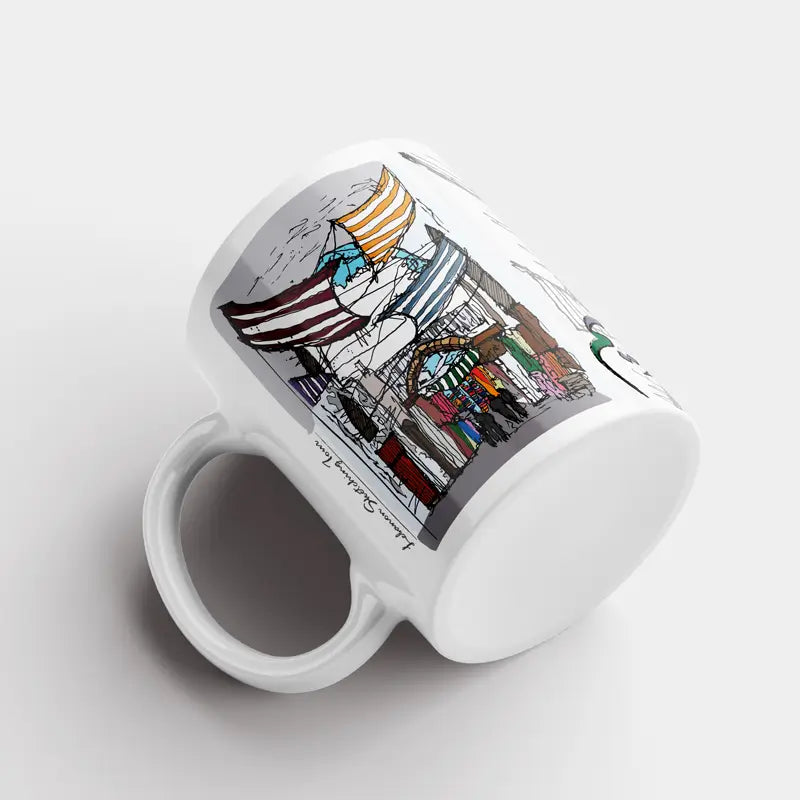 A sketch of Tripoli old market on a mug sublimated, Lebanese and Tripoli mug souvenir