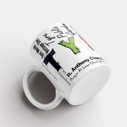 Tyre mug suitable as a Lebanese souvenir in calligraphy design